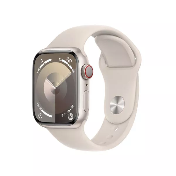 Watch Series 9 GPS + Cellulaire, 41mm, bracelet sport Starlight mit Starlight - S/M