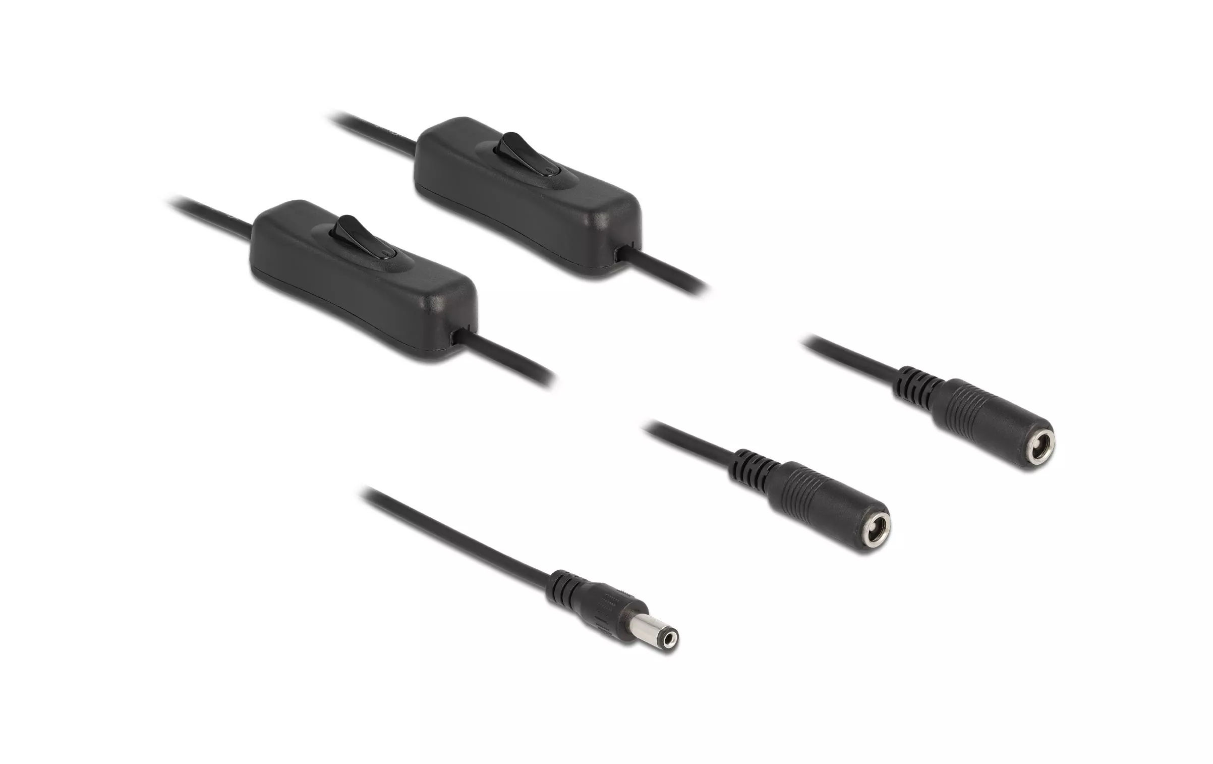 Connecteur à fiche creuse Câble DC 5.5 x 2.1 mm à 2 x DC avec interrupteur, 1 m