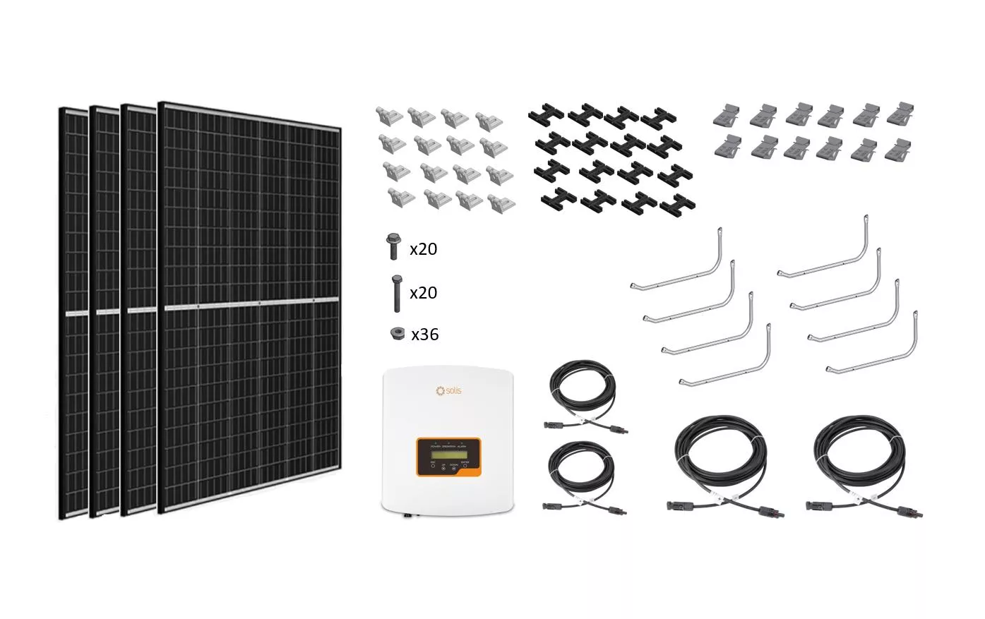 Sistema solare Solar-pac 1500 tetto piano Solis, 1.500 kWh/a