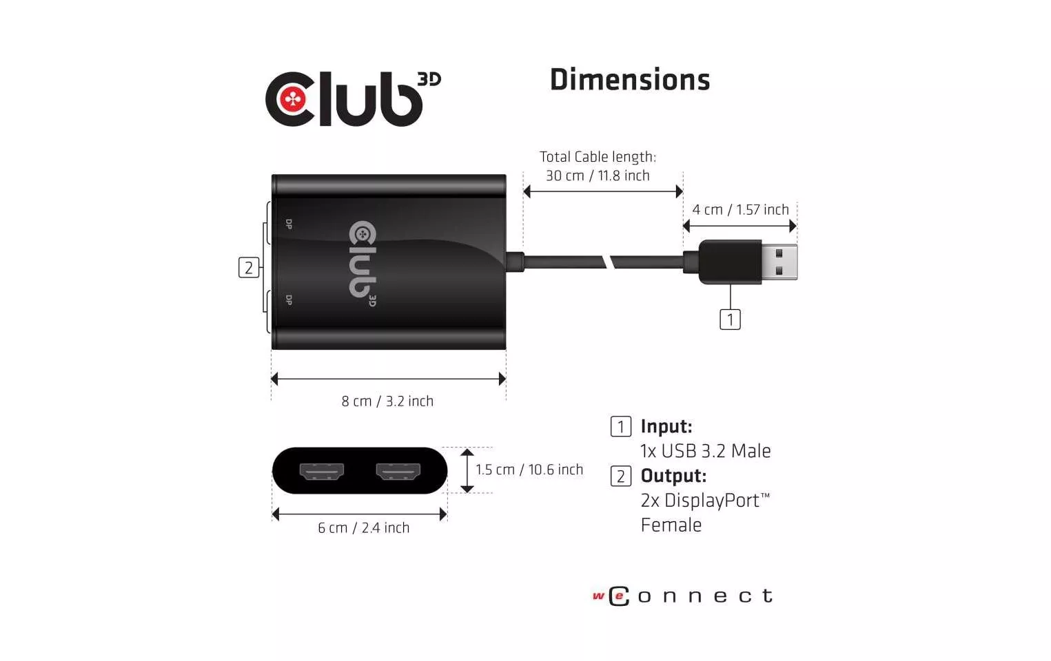 Adattatore Club 3D USB Type-A 3.1 - 2x HDMI 2.0