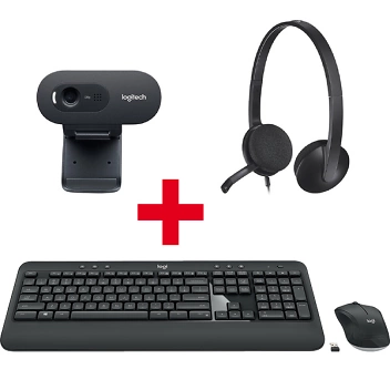 MK540 Tastatur + Maus Combo und C270 HD Webcam und H340 Office Headset USB