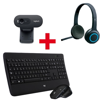 MX900 Performance Tastatur + Maus Combo 1 und C270 HD Webcam und H600 Office Headset Wireless