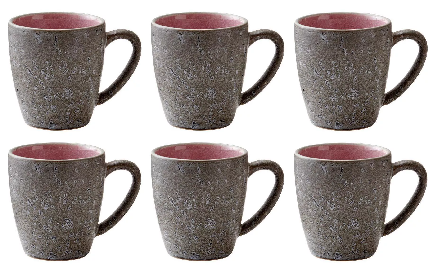 Kaffeetasse 190 ml, 6 Stück, Grau/Pink