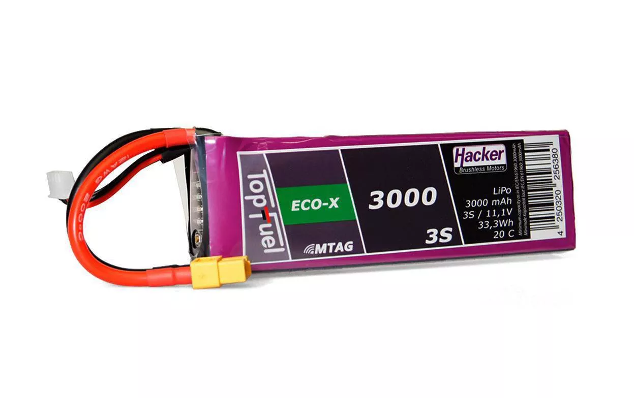 RC Batteria LiPo 3000 mAh 11.1 V 20C TopFuel ECO-X MTAG