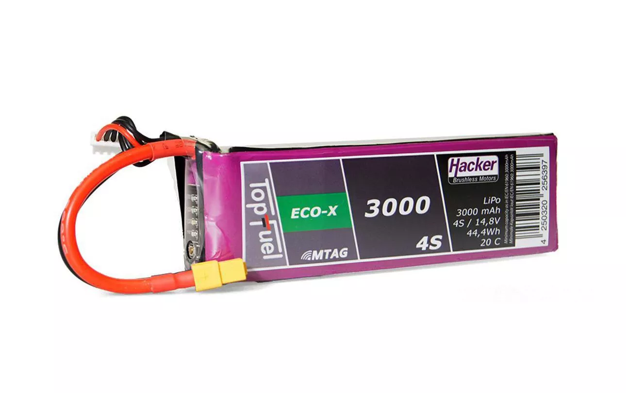 RC Batteria LiPo 3000 mAh 14.8 V 20C TopFuel ECO-X MTAG