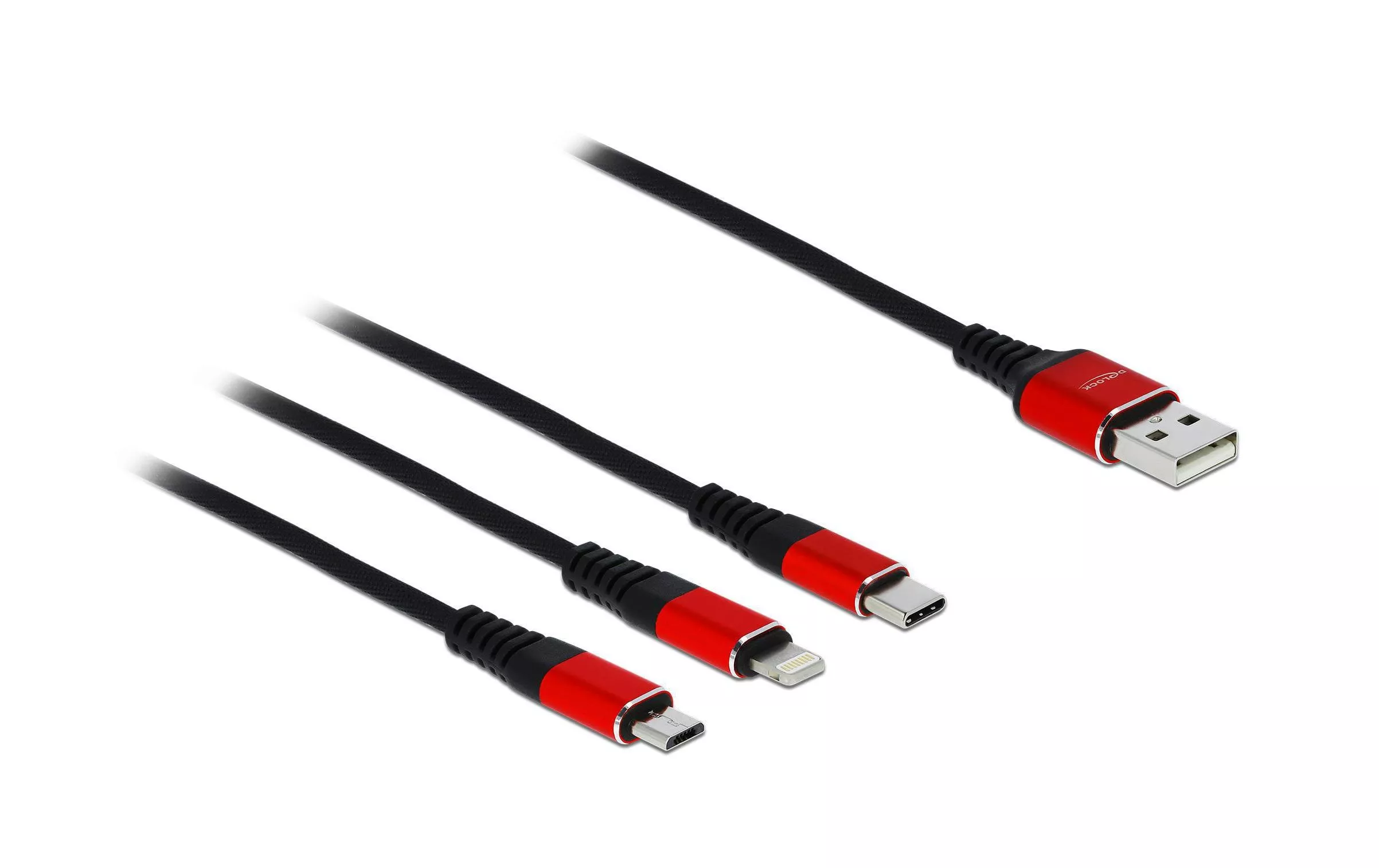 Câble chargeur USB USB-A /-C/Micro-USB B/Lightning 0.3 m
