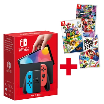 Switch OLED Rouge/Bleu Mario Super Set