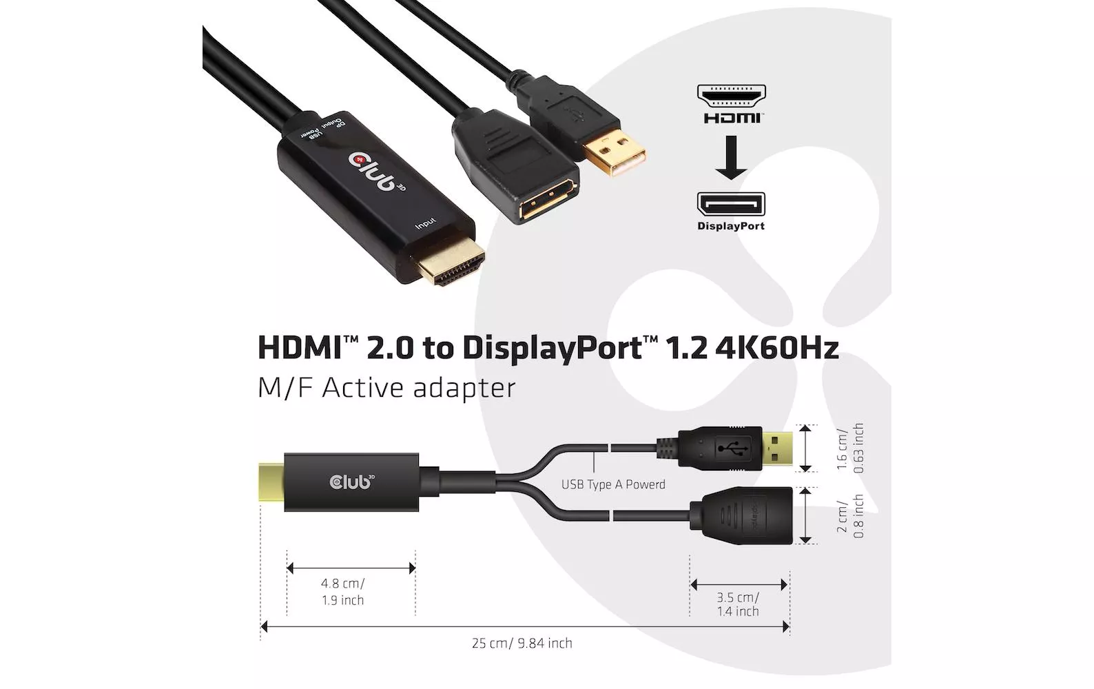 Câble DisplayPort 1.2 vers HDMI 2.0