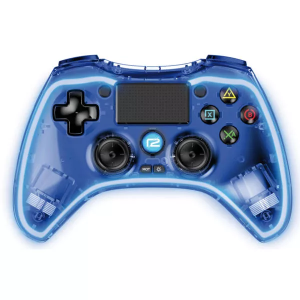 PS4 Wireless Pro Pad X - LED Edition, blue Wireless BT 5.0 Controller mit atmender blauer RGB LED Beleuchtung 