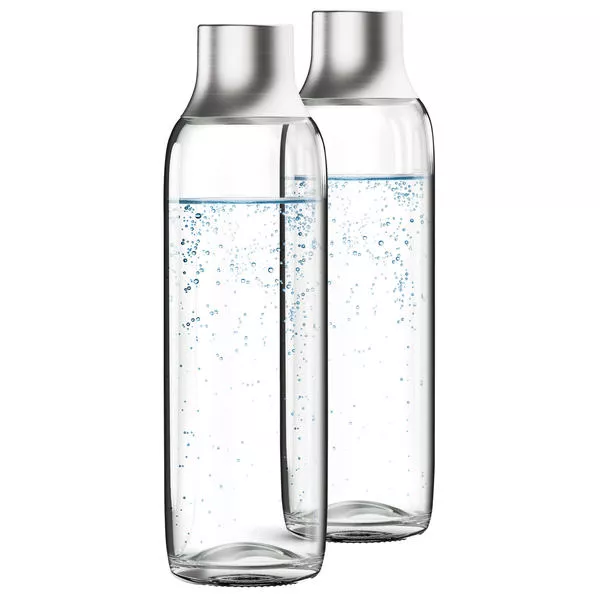 Glasflasche für sodaTRIO Wassersprudler 1l \u2013 Pack 2