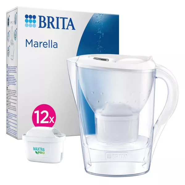 Brita Marella Cool Filtre à eau pour carafe 2,4 L Rouge, Transparent