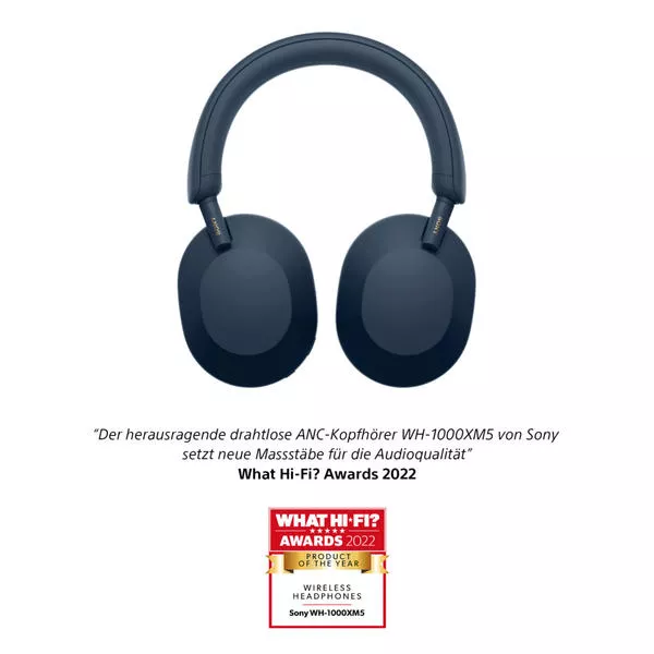 High-Resolution Kabel On-Ear ⋅ kabelloser Mitternachtsblau Noise Bluetooth - Over-Ear Kopfhörer, WH-1000XM5 Cancelling oder