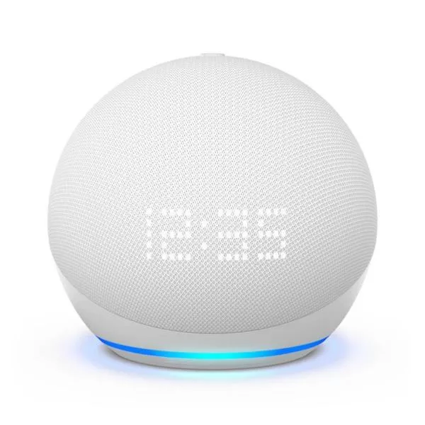 Echo Dot 5th Gen. con orologio bianco - Bluetooth, WLAN, , Alexa -  Rete audio ⋅ Multiroom ⋅ Accessori