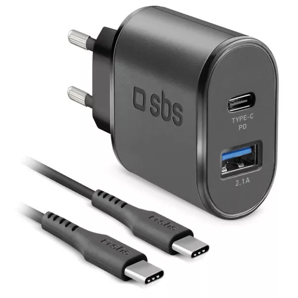 Wall Charger Kit 2.1A + Typ C PD 18W Kabel USB-C to USB-C 1.5m