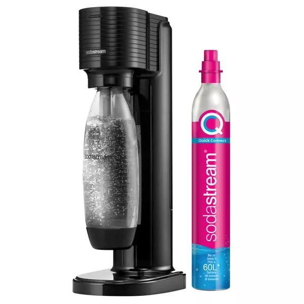 Sodastream Water Gastor Gaia pour transformer l'eau dans l'eau  pétillante,Avec bouteille 1 Lt et Co2 Cylinder Couleur Noir