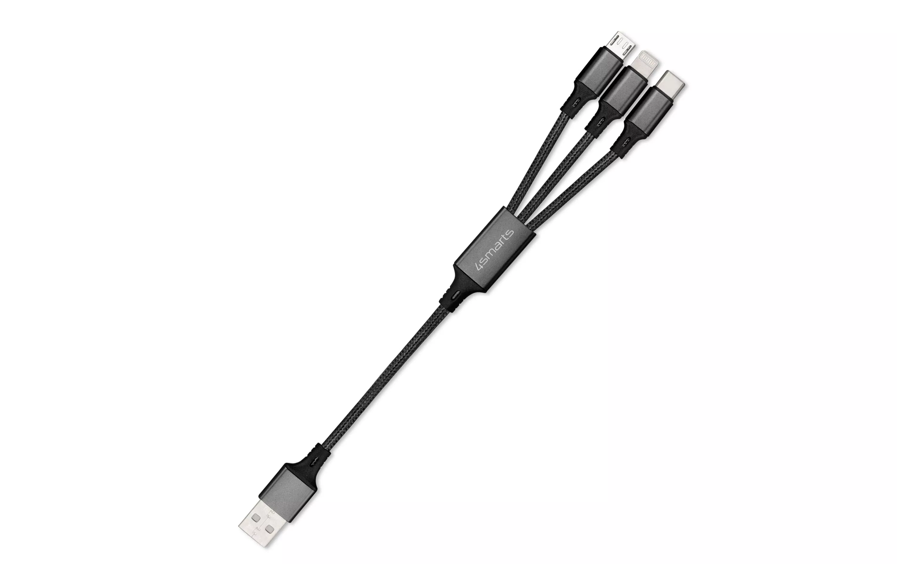 Câble chargeur USB 2.4A USB A - Lightning/Micro-USB B/USB C 0.2 m