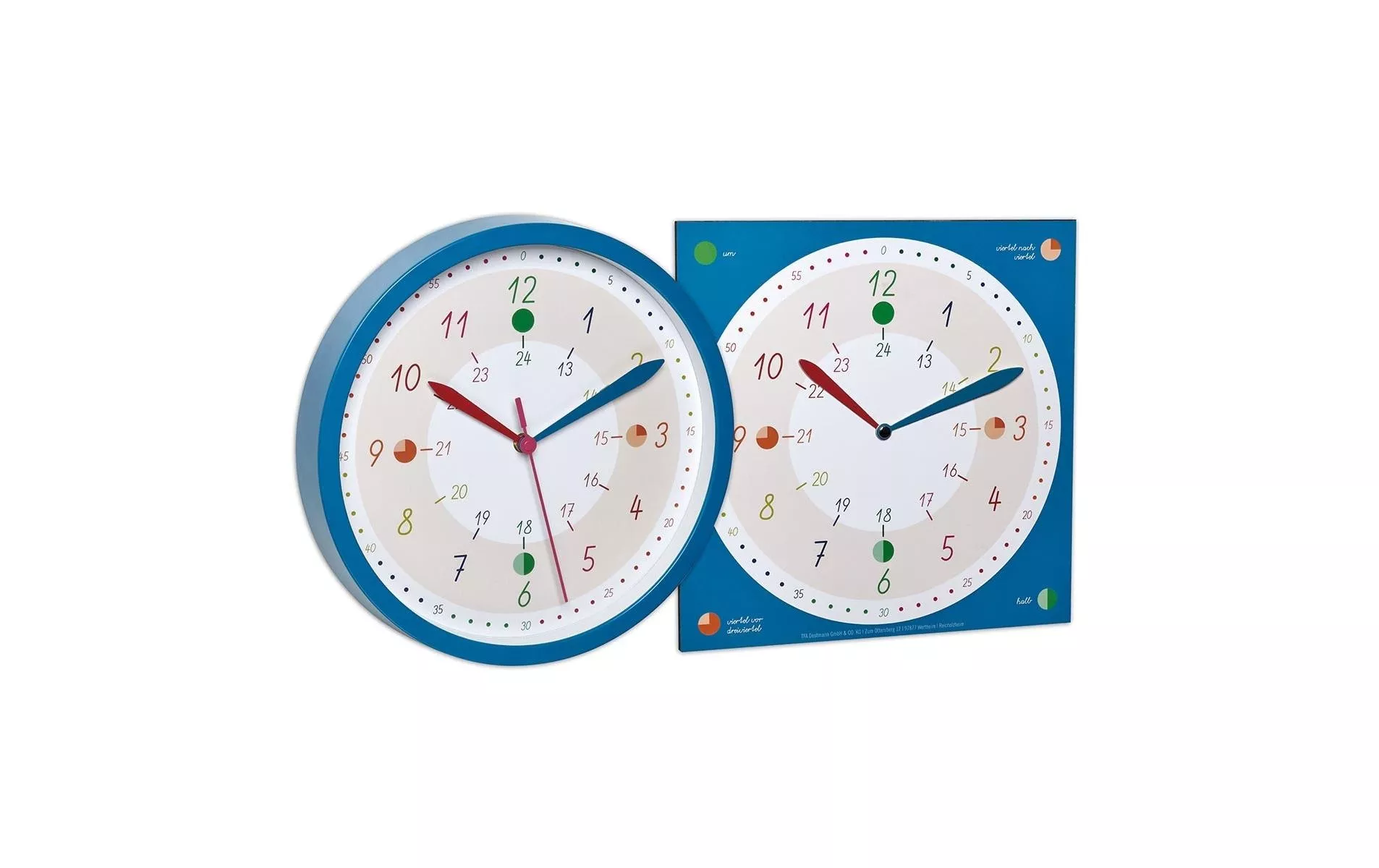 Horloge murale Tick & Tack avec horloge éducative Bleu