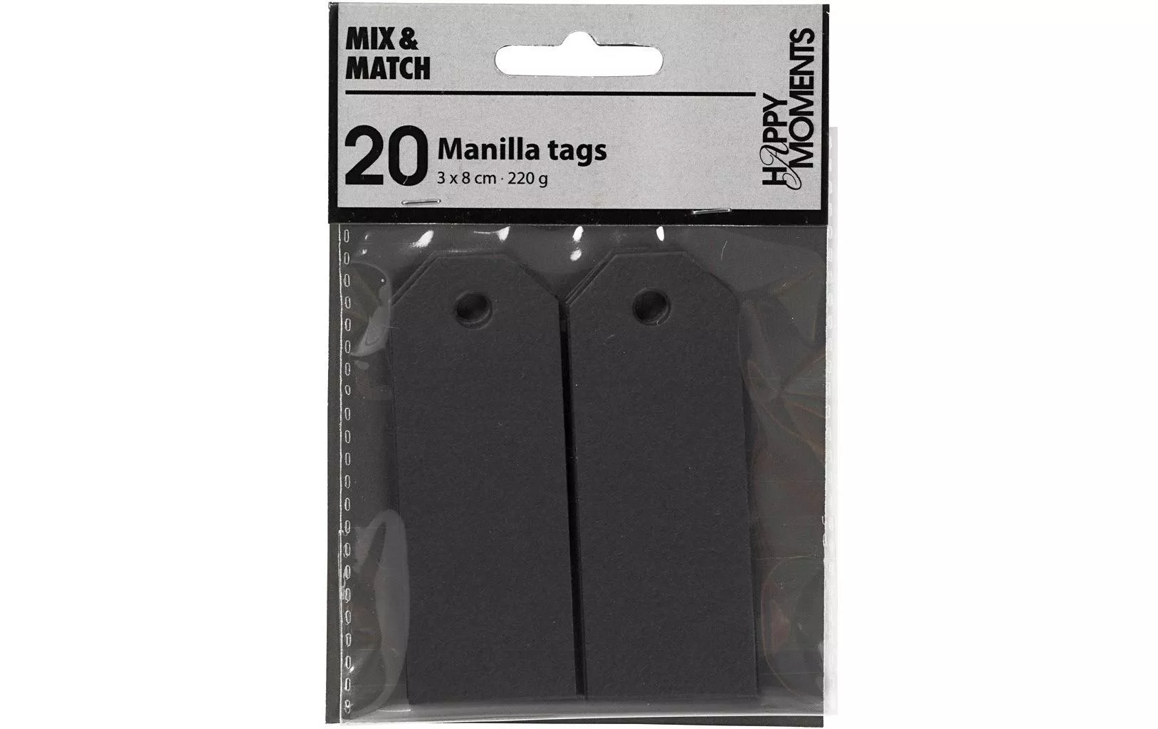 Geschenkanhänger Manila Tags, 3 x 8 cm, 20 Stück, Schwarz