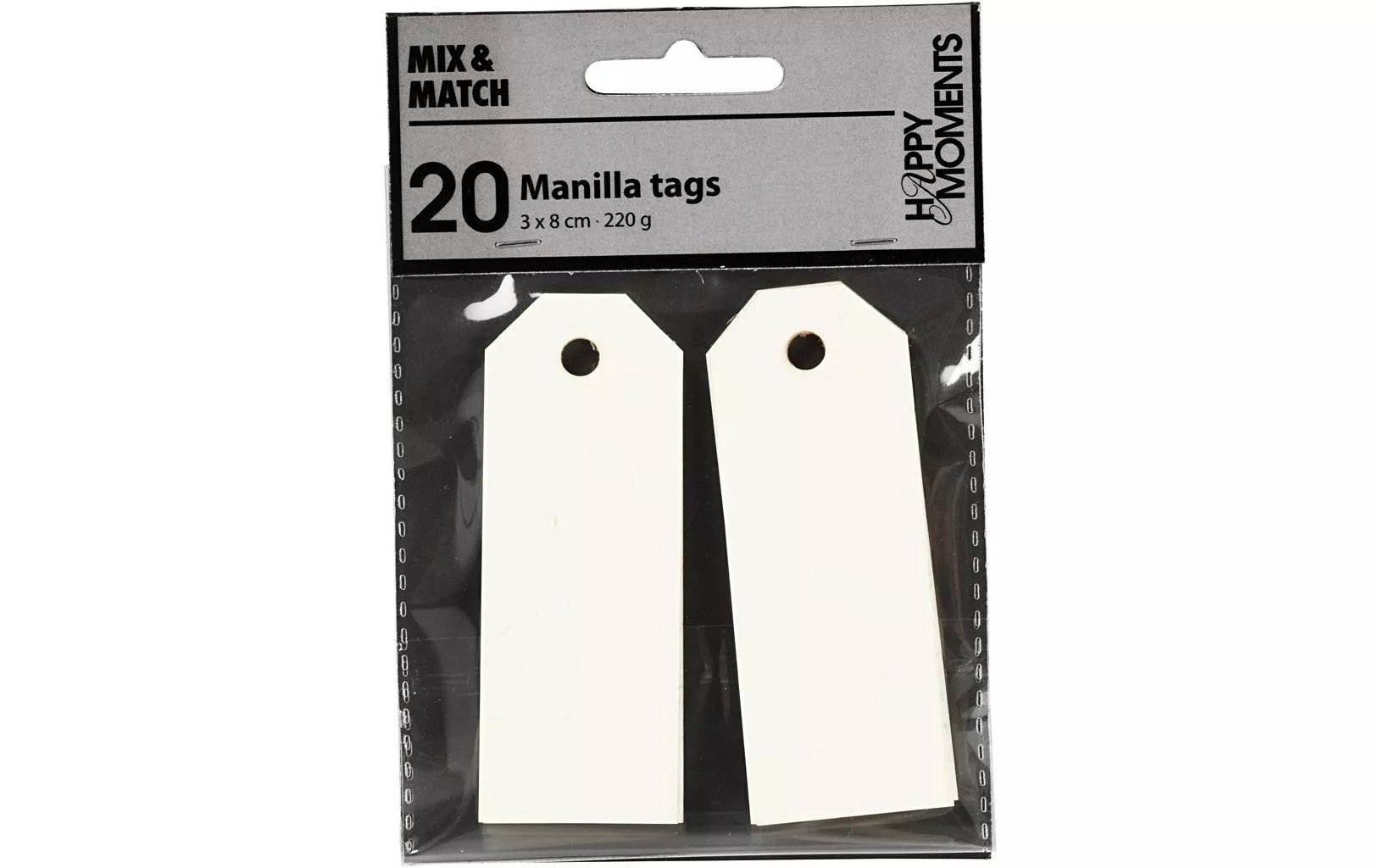 Gift Tags Manila Tags, 3 x 8 cm, 20 pezzi, bianco naturale