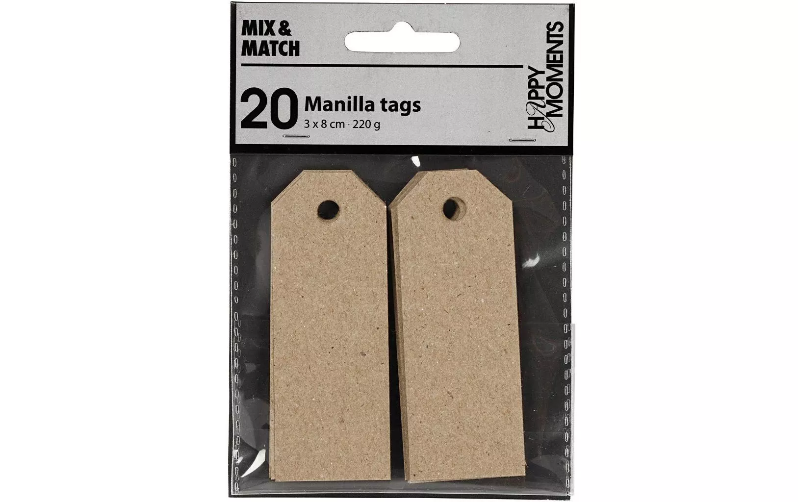 Étiquette pour cadeau Manila Tags, 3 x 8 cm, 20 pièces, marron clair