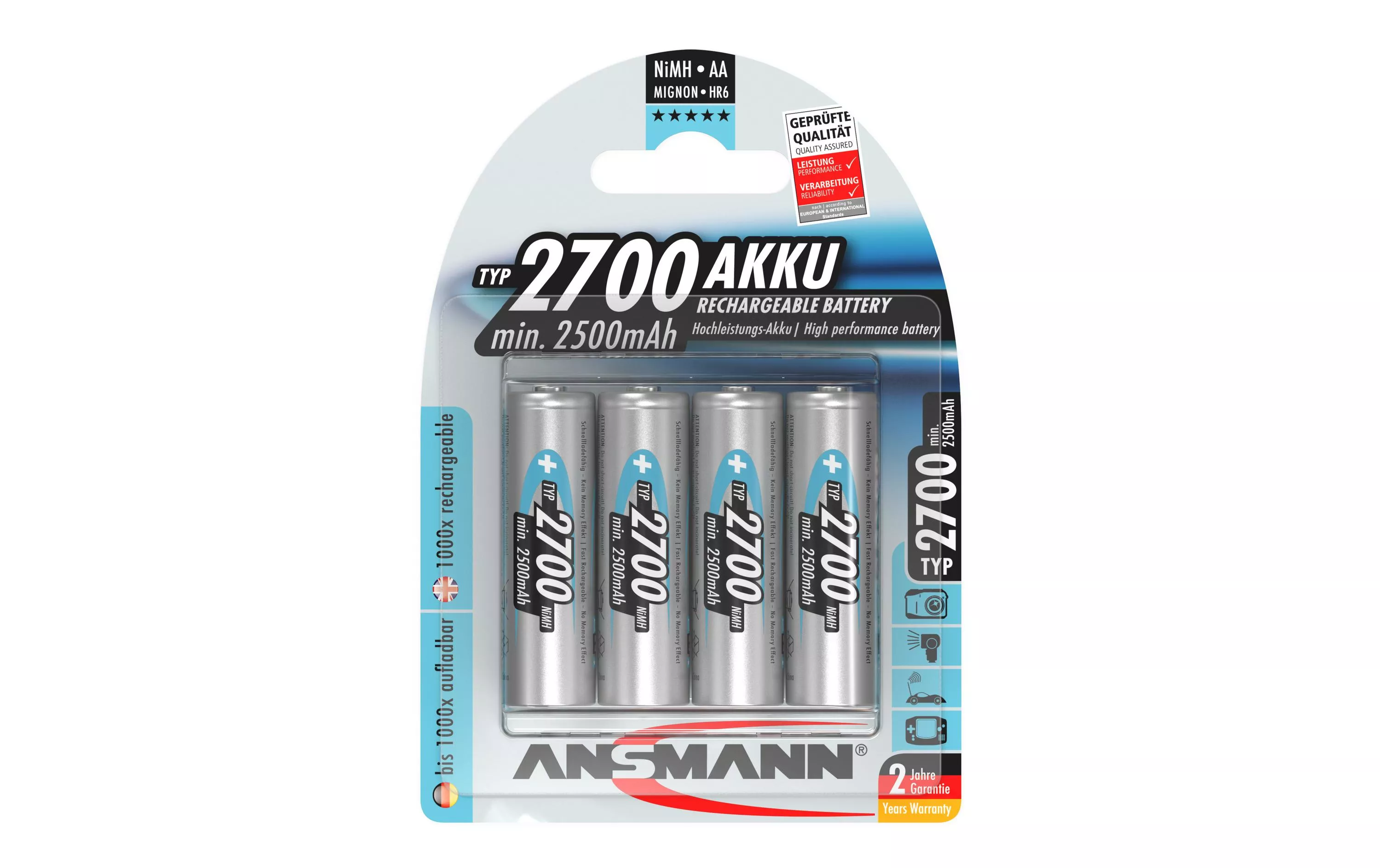 Batterie 4x AA Typ 2700 2500 mAh