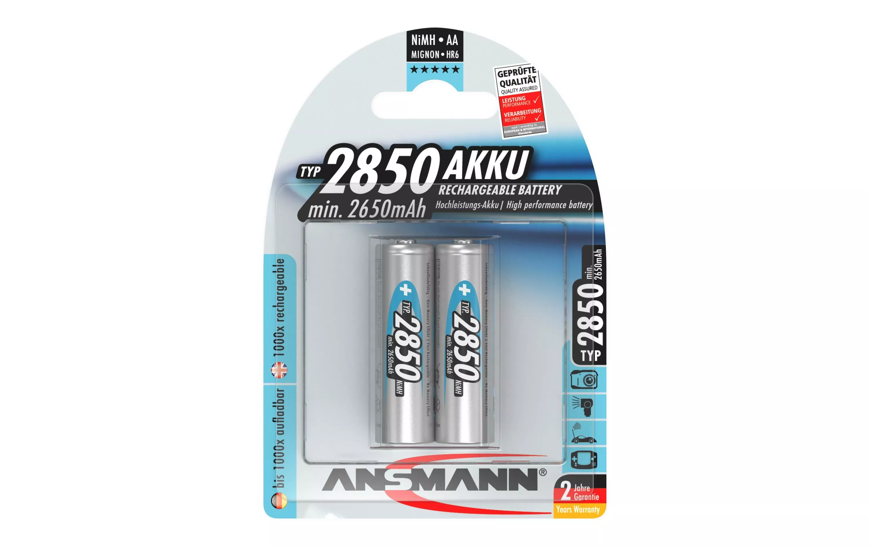 Batterie 2x AA Typ 2850 2650 mAh