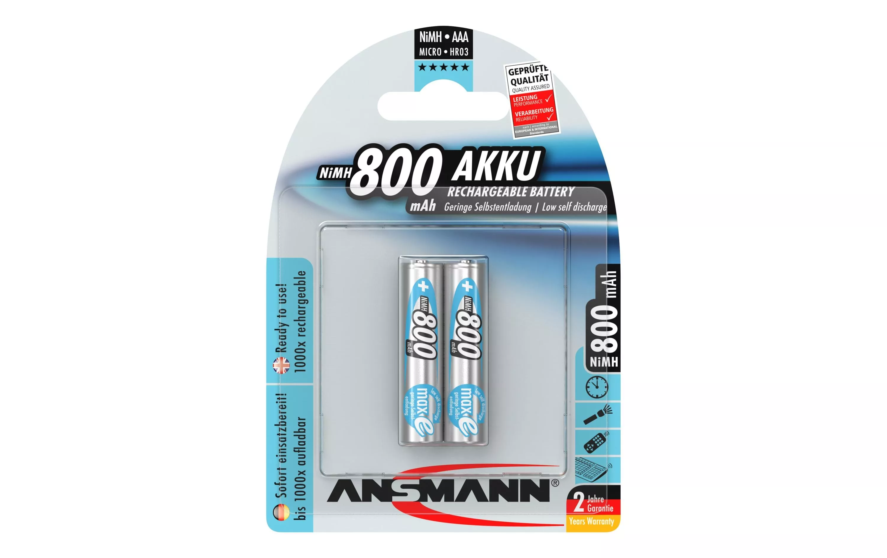 Batteria ricaricabile Ansmann 2x AAA 800 mAh
