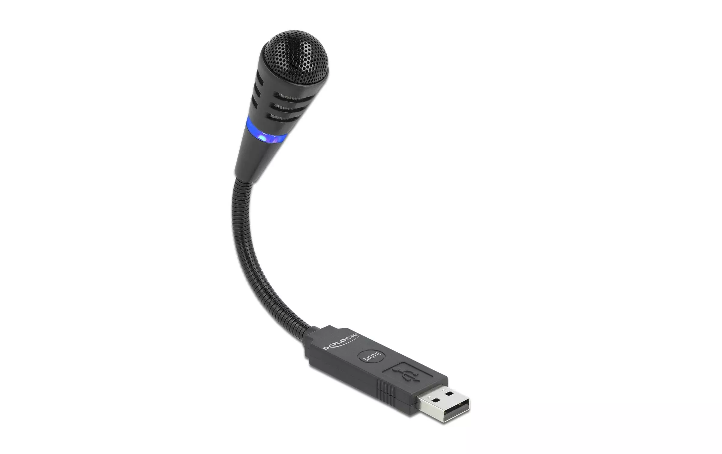 Microphone USB col de cygne avec bouton muet, unidirectionnel