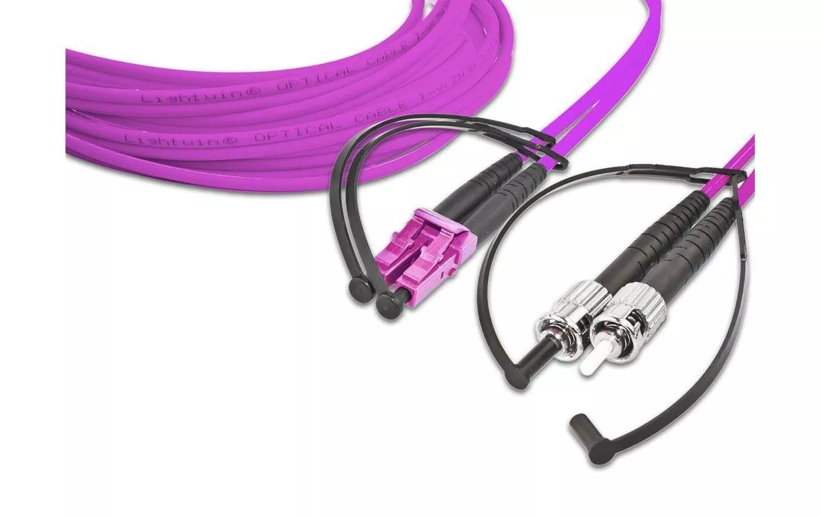 Câble patch à fibre optique LC-ST, Multimode, Duplex, OM4, 2m