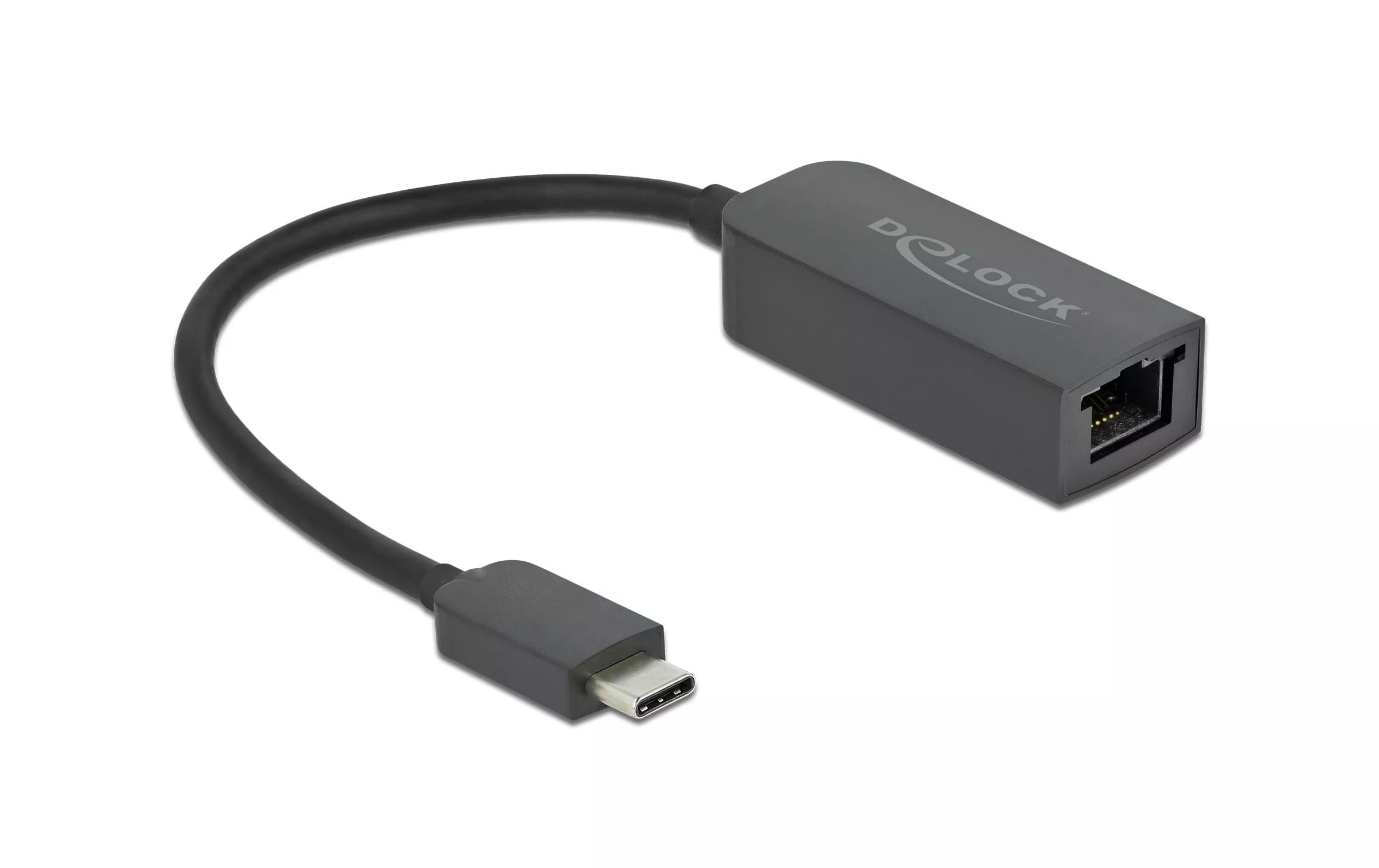 Netzwerk-Adapter USB-C \u2013 RJ45 2.5Gbps schwarz, kompakt