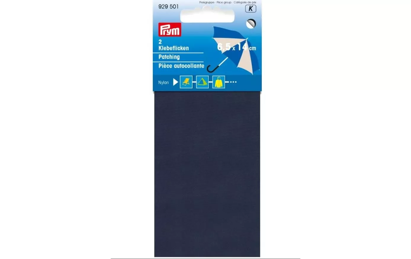 Patching Fabric 6.5 x 14 cm Nylon, blu navy