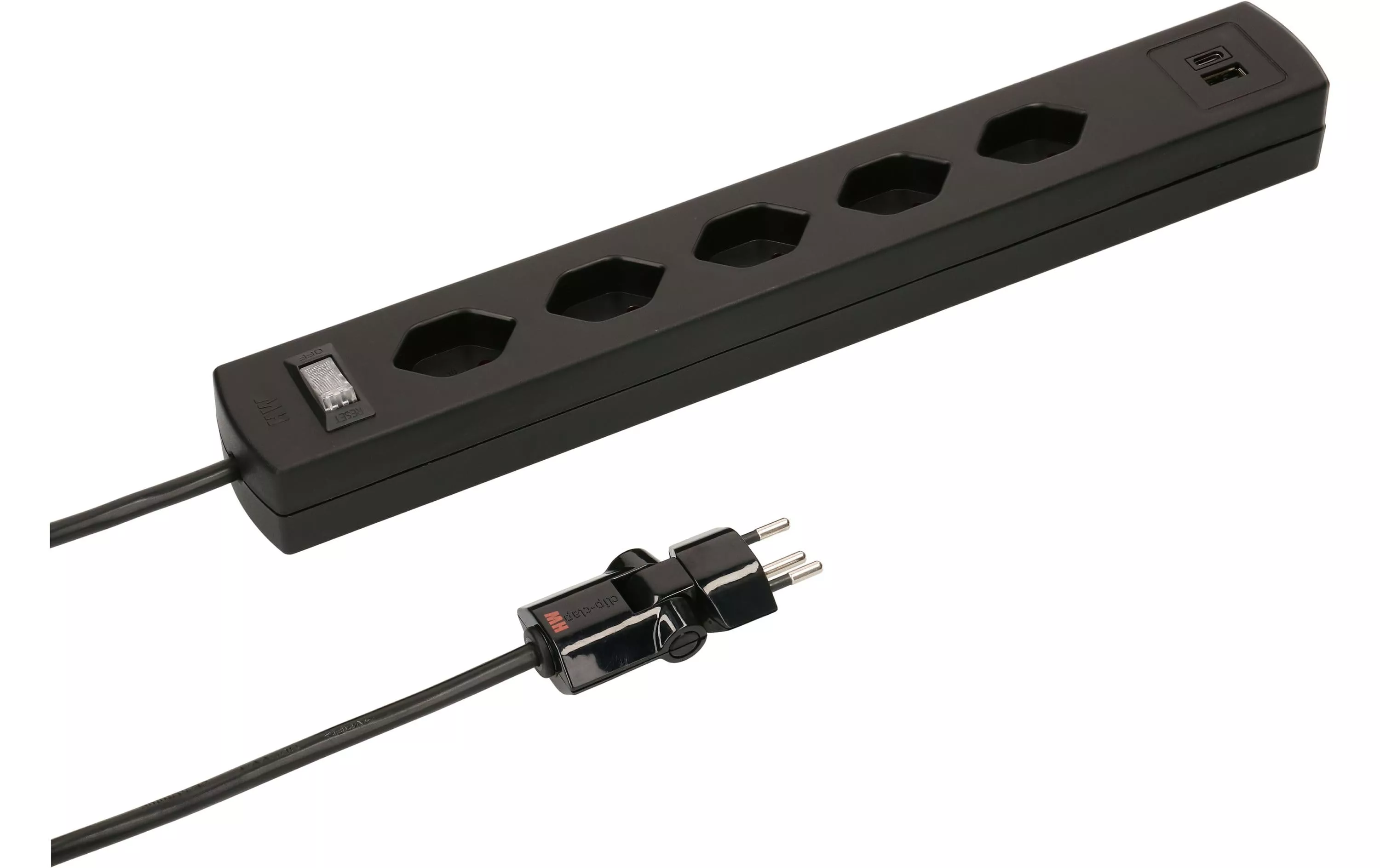 Steckdosenleiste SafetyLine 5x T13 mit USB A C, schwarz