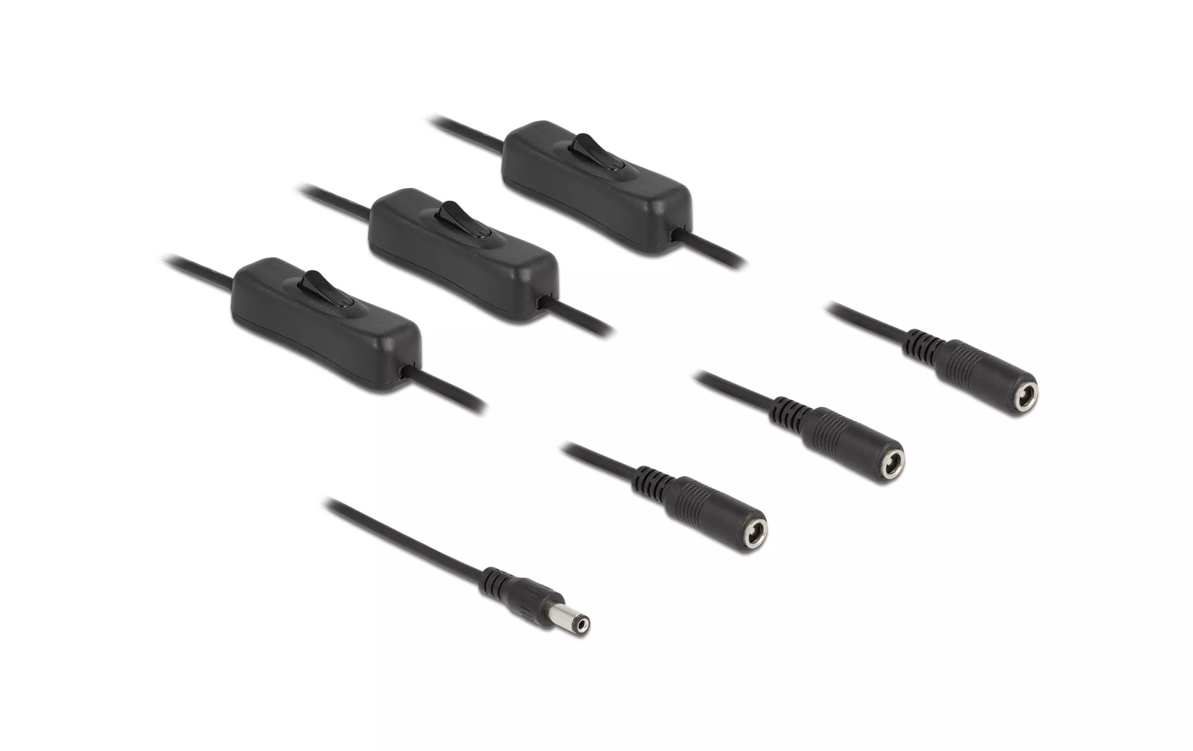 Connecteur à fiche creuse Câble CC 5.5 x 2.1 mm à 3 x CC avec interrupteur, 1 m