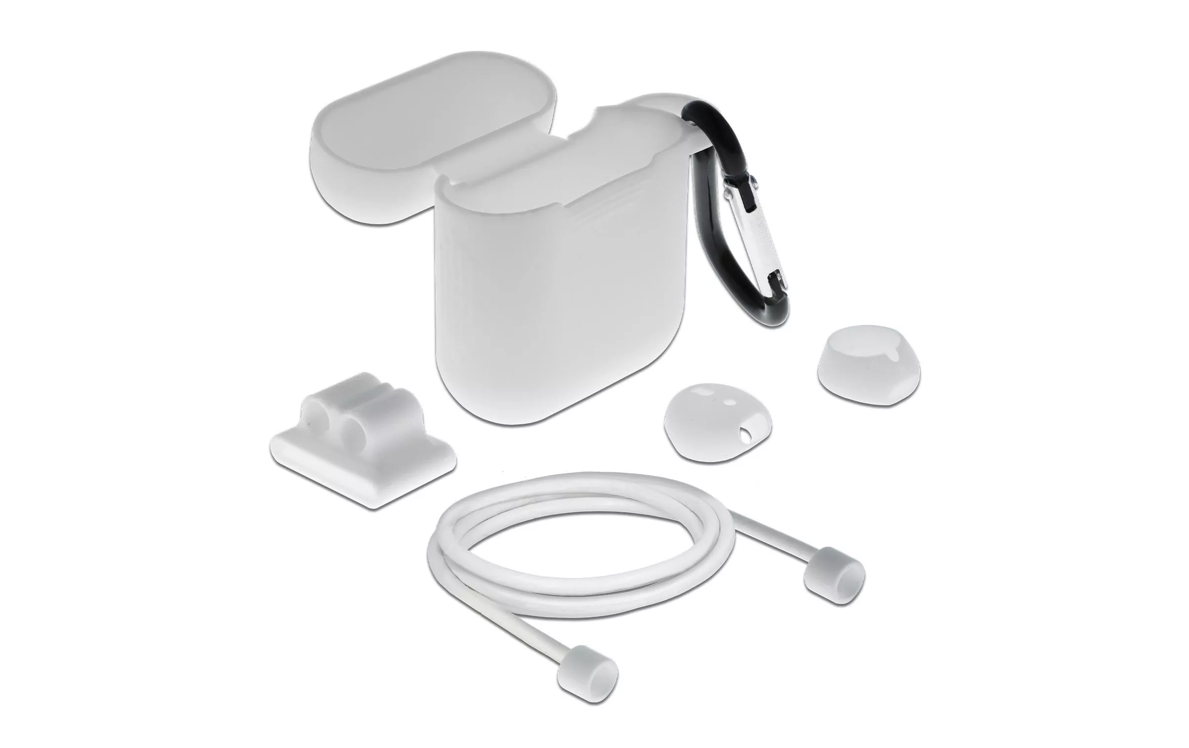 Set di accessori per la custodia da trasporto Delock per Apple AirPods bianco