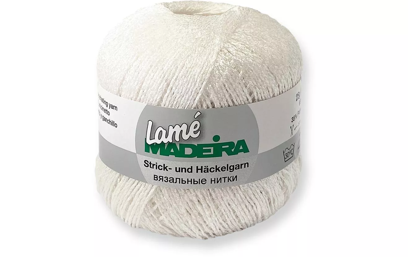 Fil à crochet et à tricoter Lamé 25 g, 175 m, Blanc