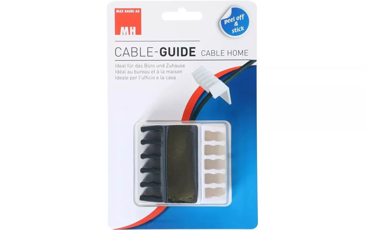Clip pour câble Guide, 2 Pièce/s, Blanc, Noir