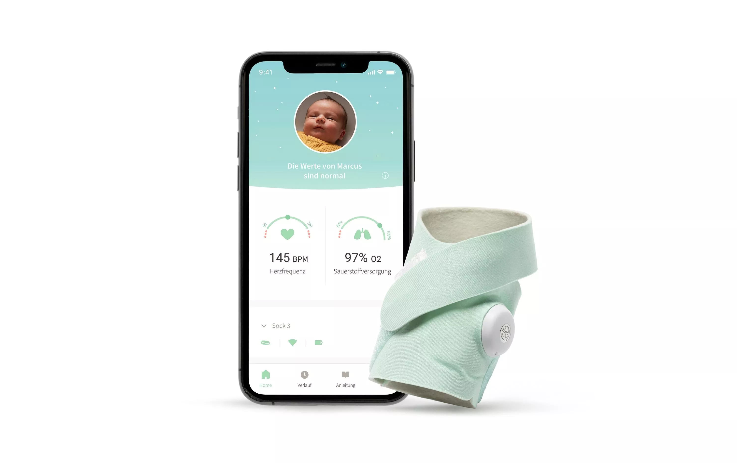 Interphone bébé Smart Sock 3 Menthe