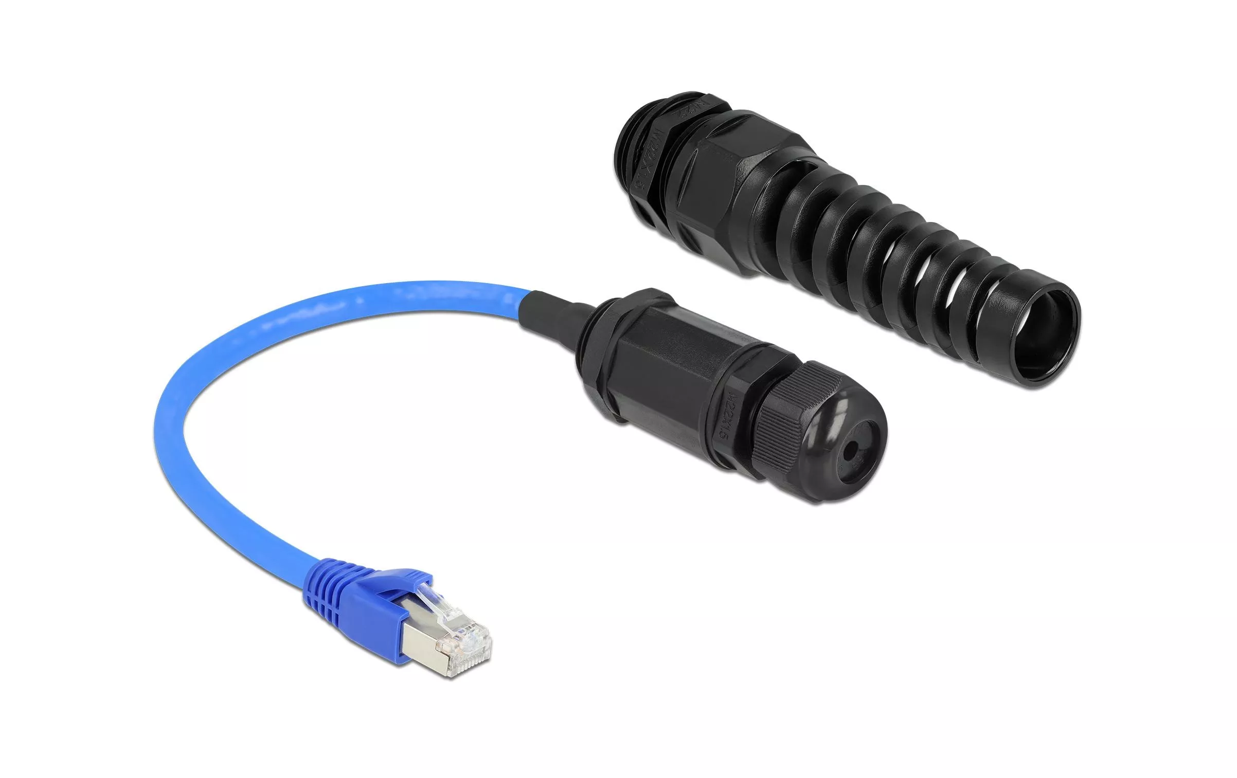 Câble patch RJ45 à RJ45 Cat 6, S/FTP, 0.25 m, Bleu; Noir