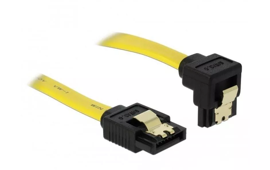Câble SATA2 jaune, coudé, clip, 30 cm