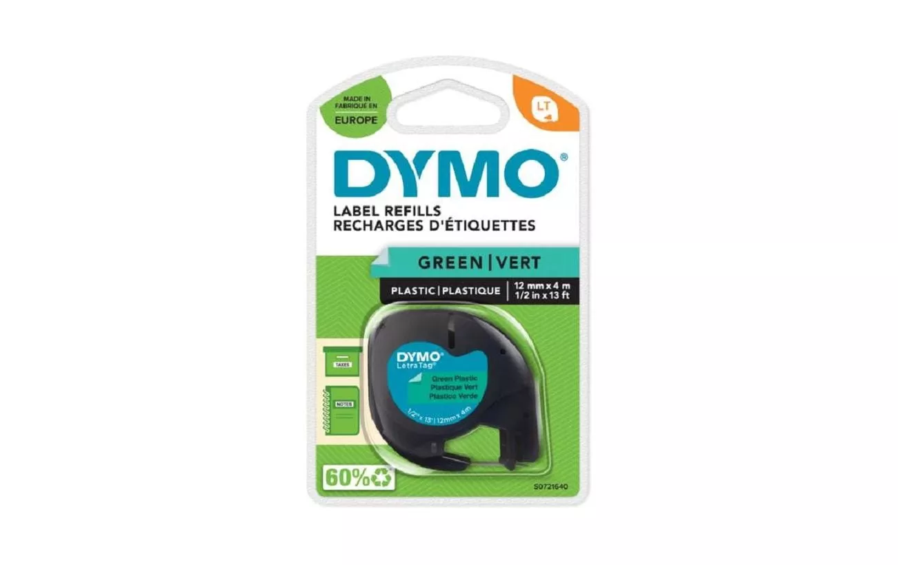 Nastro per etichette DYMO LetraTag nero su verde