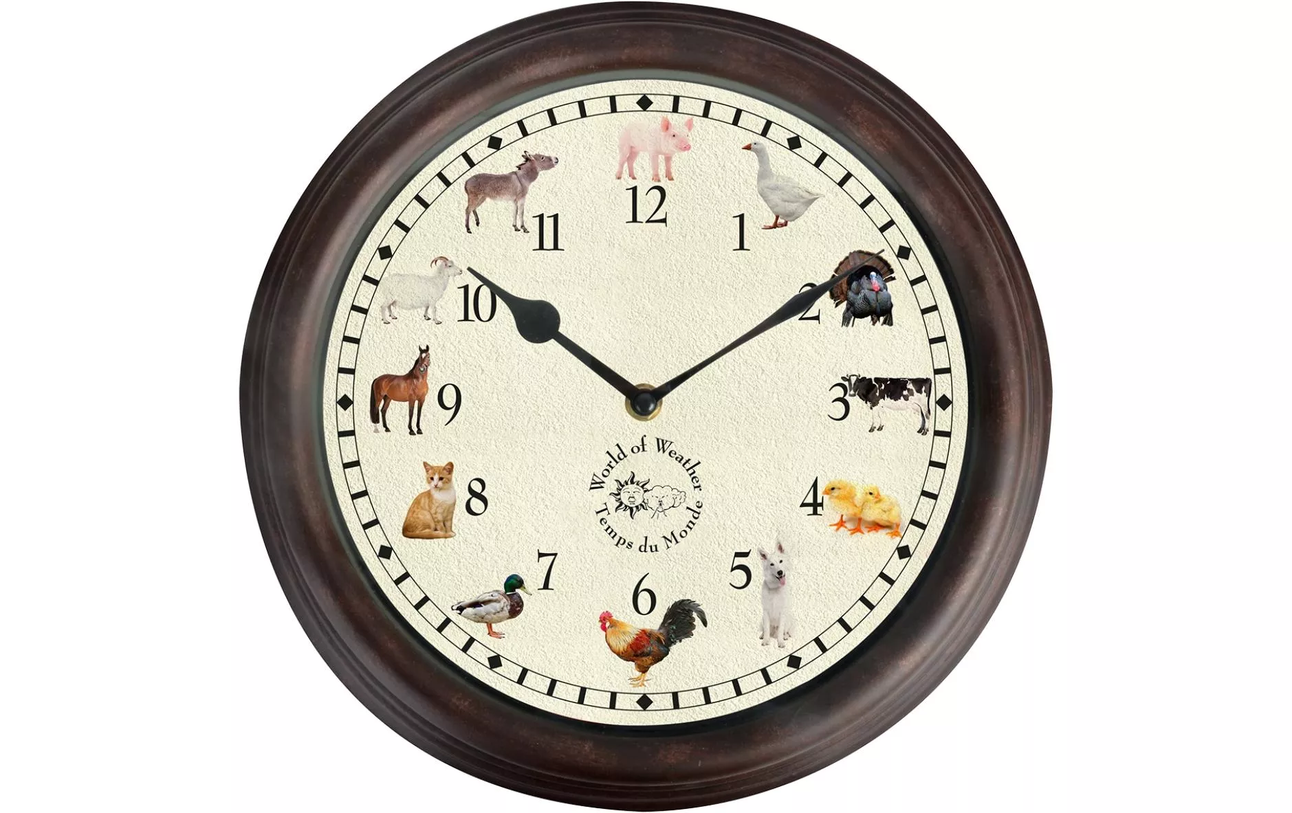 Horloge de jardin avec des bruits d\'animaux de la ferme ø 30 cm, Multicolore