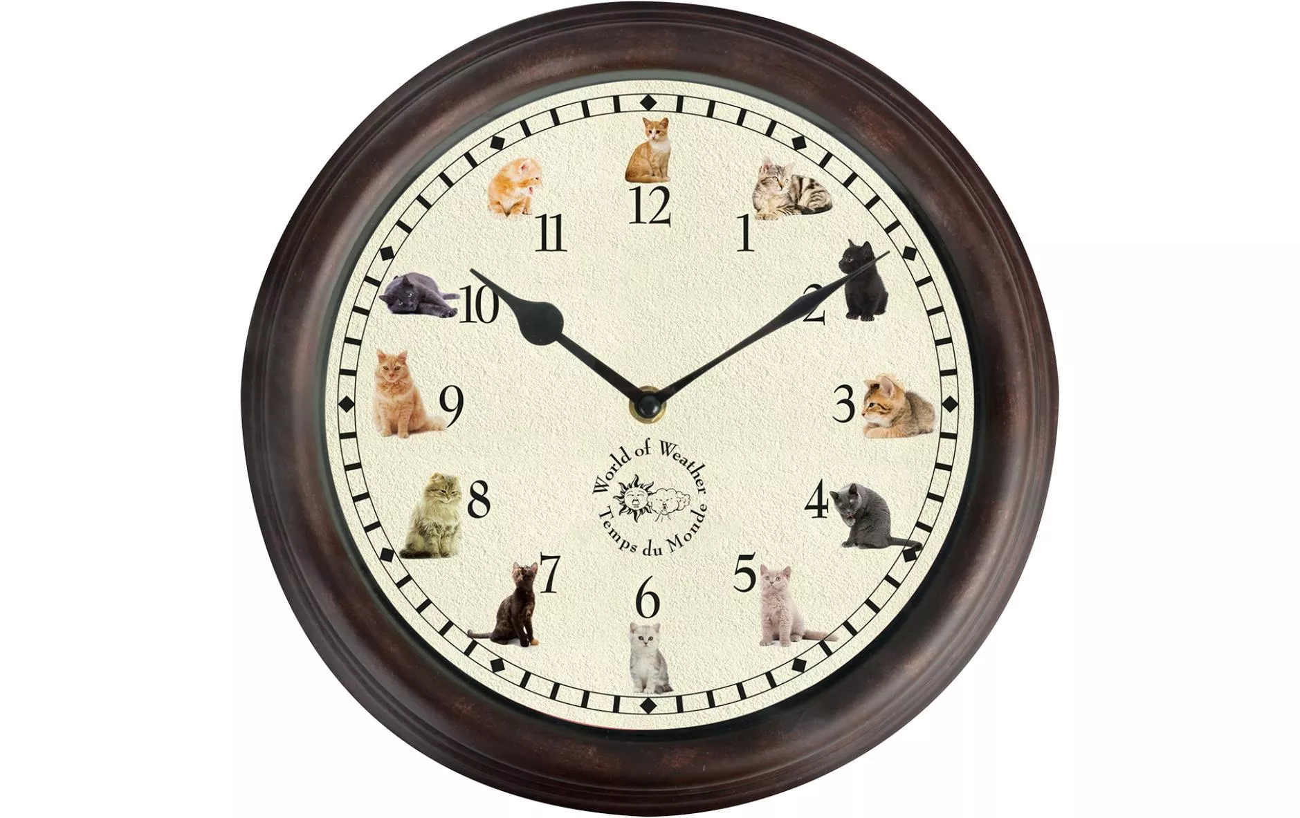 Horloge de jardin avec des bruits de chat ø 30 cm, Multicolore