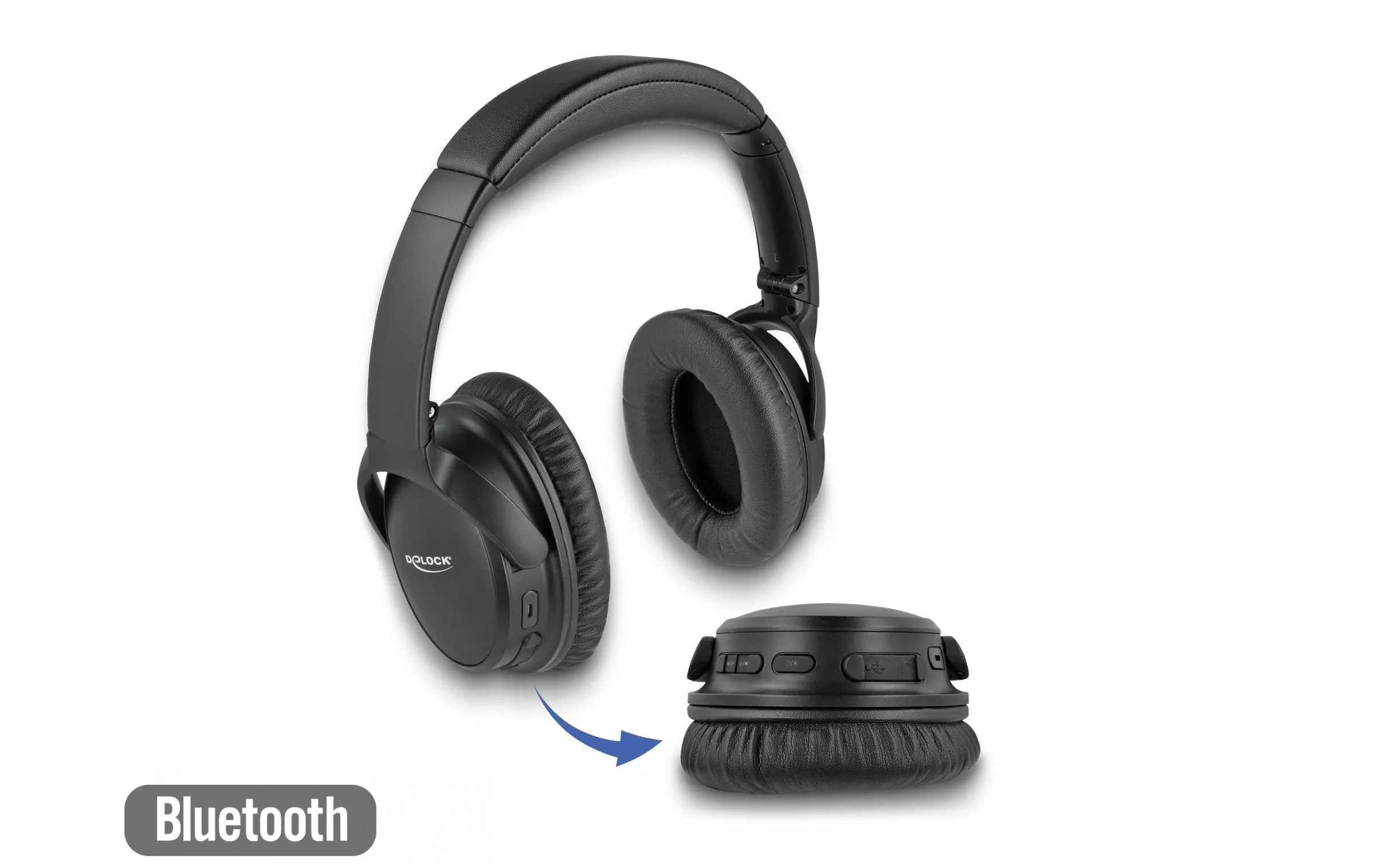 Wireless Over-Ear Cuffie Bluetooth 5.0 Nero