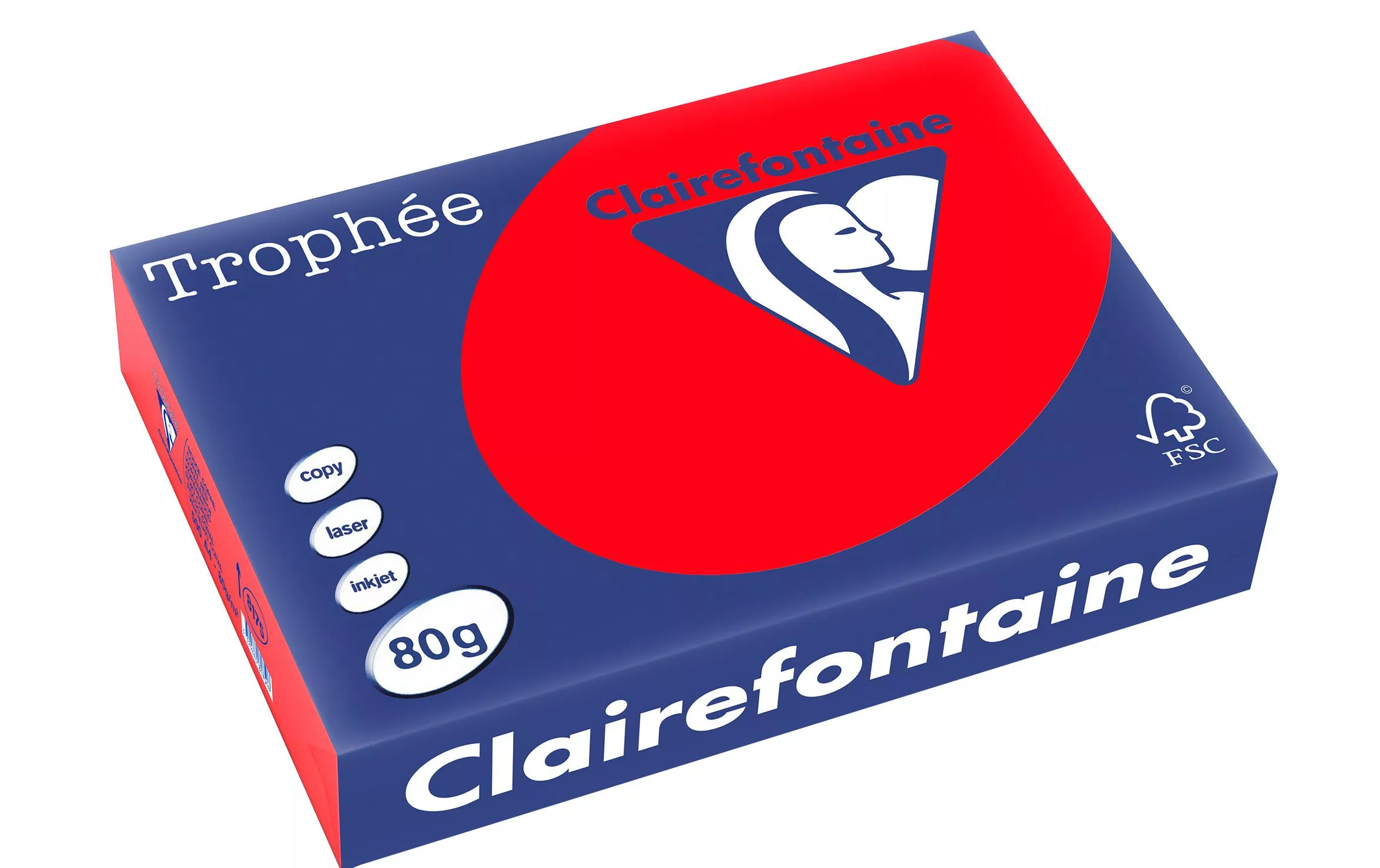 Carta copiativa Clairefontaine Trophée A4, 80 g/m², rosso corallo, 500 fogli