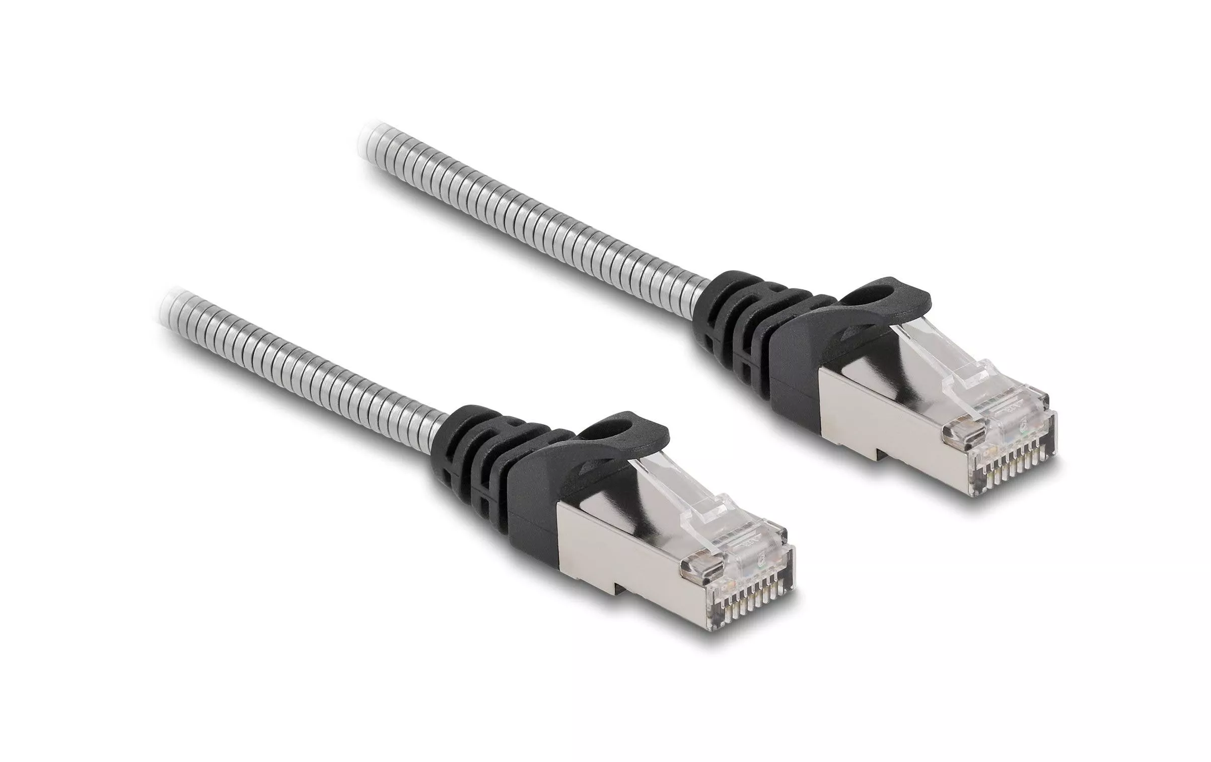 Câble patch avec gaine métallique Cat 6A, U/FTP, 0.5 m, Argenté