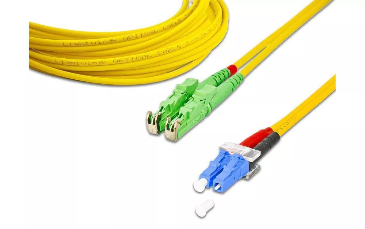 Câble patch à fibre optique E2000/APC-LC, Singlemode, Duplex, 1m