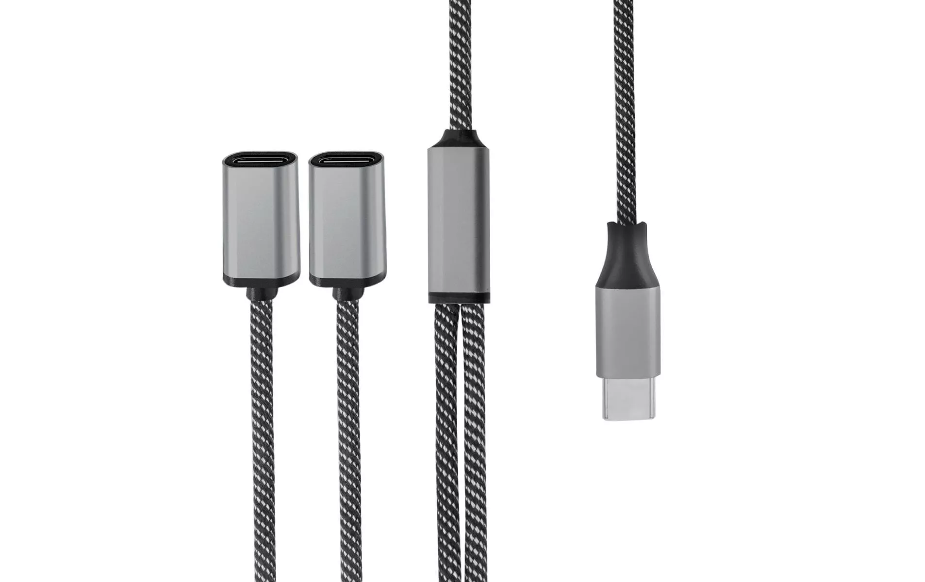 USB 2.0-Y-Kabel textil USB C - 2x USB C 0.2 m