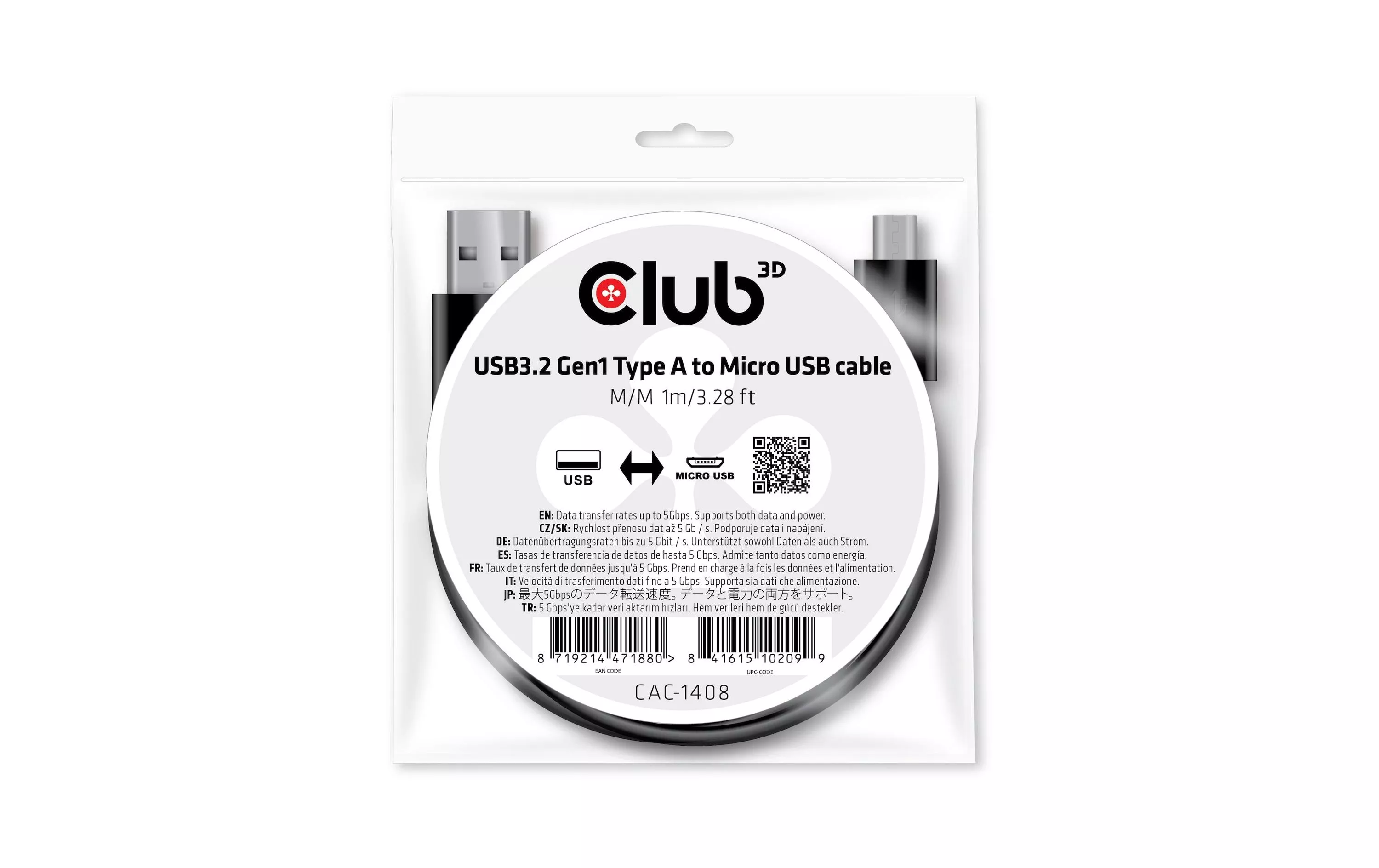 Cavo USB Club 3D CAC-1408 USB A - Micro-USB A 1 m