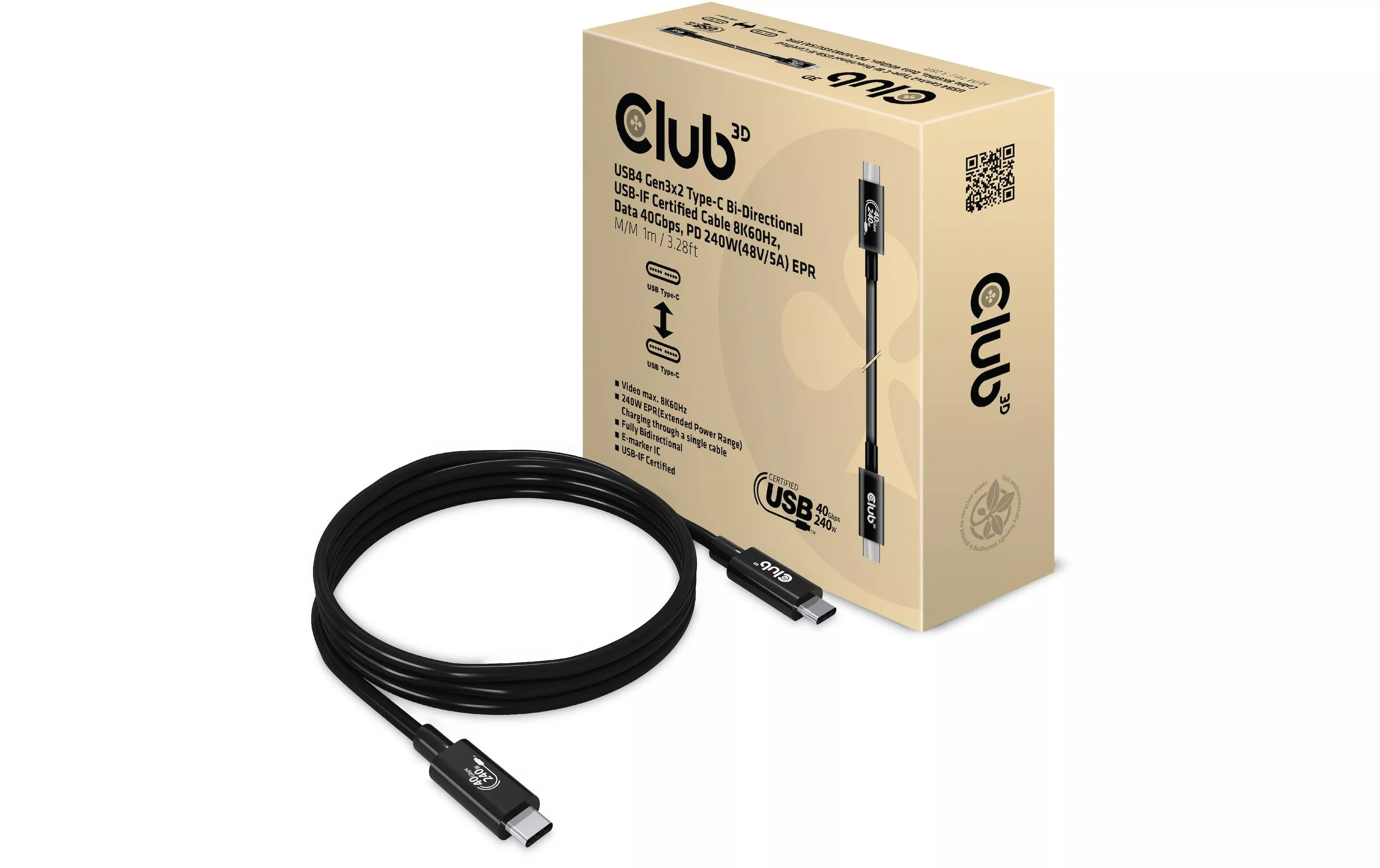 Cavo USB Club 3D CAC-1576 USB C - USB C 1 m