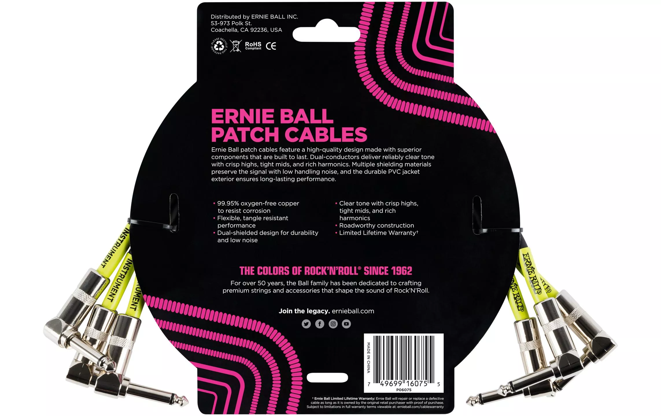 Câble patch 6075 Paquet de 3 - 0.3 m, Noir